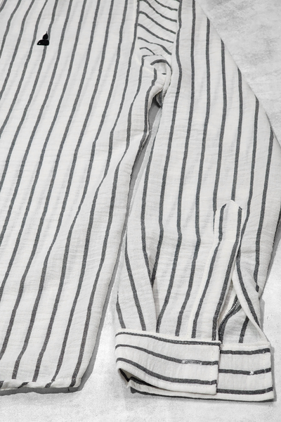 CAMISA LINO MAO "PETERSBURG" BLANCO/GRIS