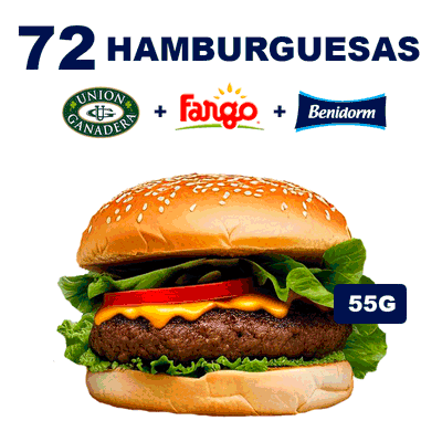 72 Hamburguesas UNION GANADERA 55g + Fargo + Ade