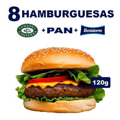 8 Hamburguesas UNION GANADERA 120g + Pan + Ade