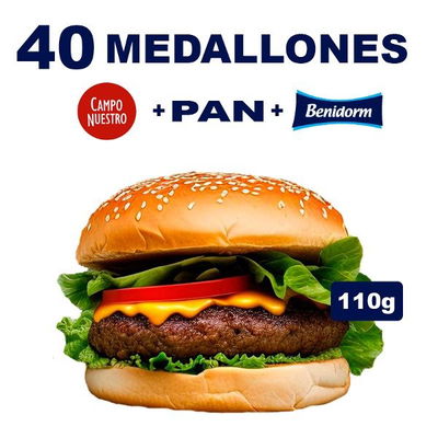 40 Medallones CAMPO NUESTRO 110g + Pan + Ade