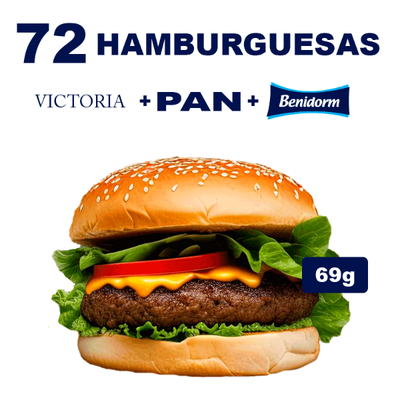 72 Hamburguesas VICTORIA 69g + Pan + Ade