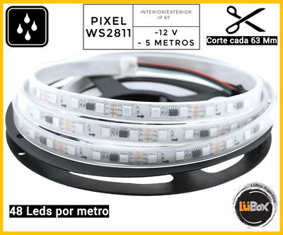 Tira Led PIXEL- 2811 - 48 L/M Exterior - 5Mt - 12V - Strong