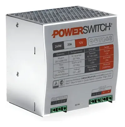 Fuente RIEL DIN Switchingh Gab 12V-20A - PowerSwitch