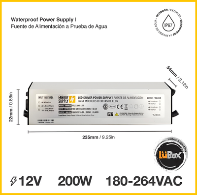Fuente EXTERIOR Switchingh 12V-16,5A - Energy Supply