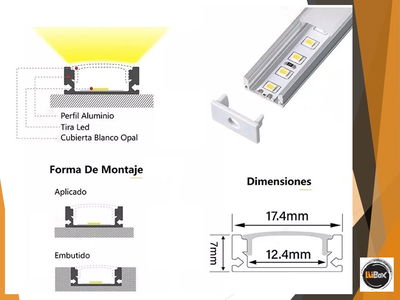 Perfil 200cm Aluminio APLICAR 17*7Mm 