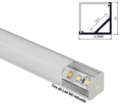 Perfil - Esquinero - 200cm CUADRADO Alum 16*16Mm 