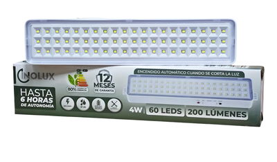 Luz de Emergencia Inolux LED 60 Luces Recargable Botón Testeo- INOLUX