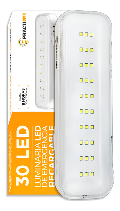 Luz de Emergencia Inolux LED 30 Luces Recargable Botón Testeo- PRACTILED