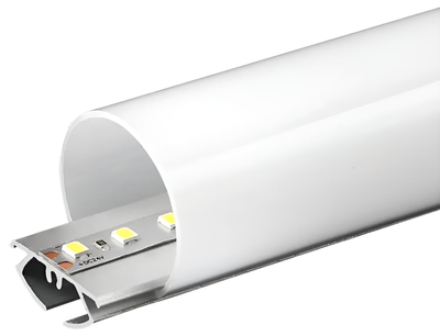 Perfil Aluminio Tube 30mm Anodizado, Cover Opal Blanco Redondo x 2m - M-Led