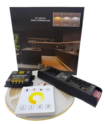Kit 10 Metros Tira Led Cob Doble Temperatura 560led/m 24v - M-Led