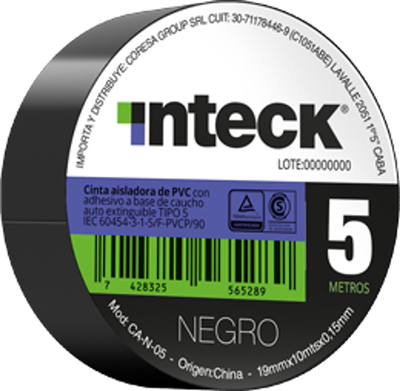 CINTA ADHESIVA PVC INTECK -  5 METROS 
