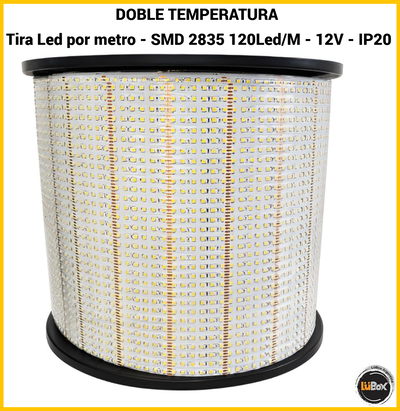 Tira led SMD 2835 120 led/Mt Doble temp - 22Lm/M- Por METRO - M-LED