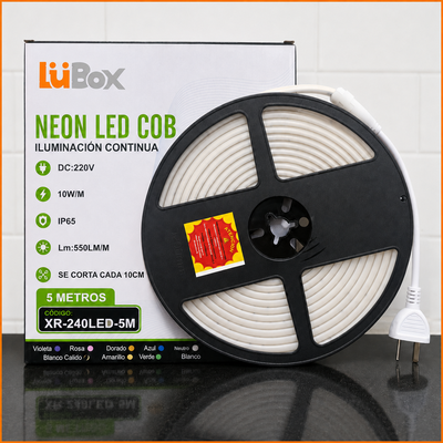 Kit Rollo Neon COB 240 Led/Metro 10*6 Mm 5Mts Directo 220v - M-Led