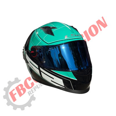 Casco LS2 Verde Agua Brillante Con N/B