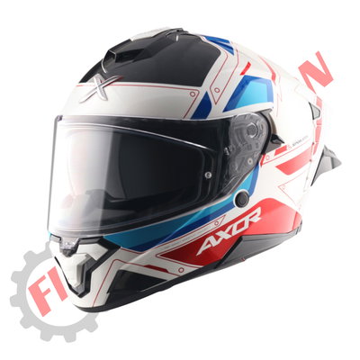 Casco Moto Axor Brutale Doble Visor Con Pinlock Doble Alerón Blanco - Rojo Ryden