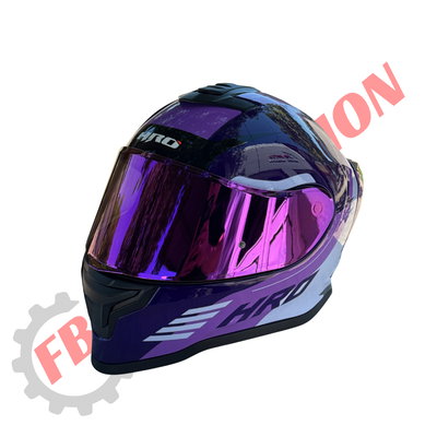 Casco Hro Integral Violeta Con Visor Espejado Y Alerón
