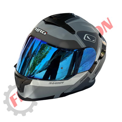 Casco Rebatible Hro Gris Con Doble Visor Y Alerón