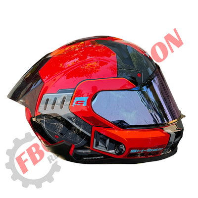 Casco Integral Shaft Cheif Rojo Con Visor Espejado Y Alerón