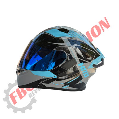 Casco Rebatible Hro Celeste Con Doble Visor Y Alerón