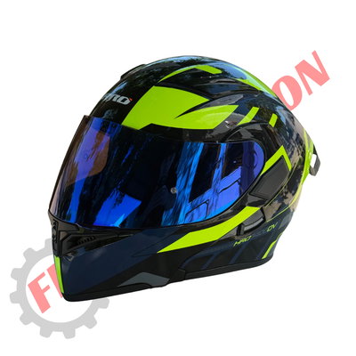 Casco Rebatible Hro Amarillo Fluo Con Doble Visor Y Alerón