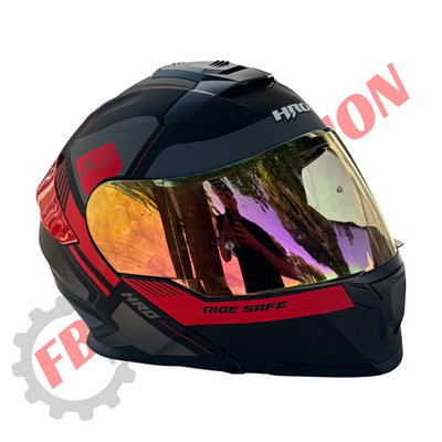 Casco Rebatible Hro Rojo Con Doble Visor Y Alerón