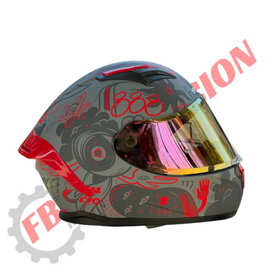 Casco Integral Shaft Fortune Rojo Con Visor Espejado Y Alerón