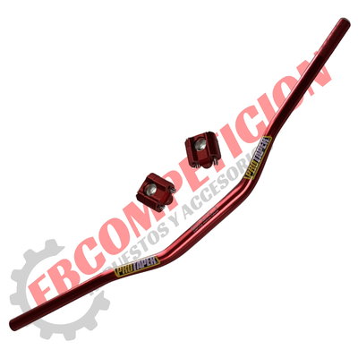Combo Manubrio y Elevador Pro Taper Anonizado Rojo Brillante Tipo Cross 