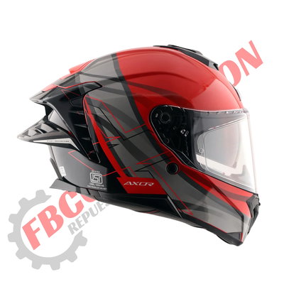 Casco Moto Axor Brutale Doble Visor Con Pinlock Doble Alerón Negro / Rojo
