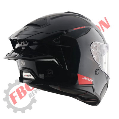 Casco Moto Axor Brutale Doble Visor Con Pinlock Doble Alerón Negro Brillante