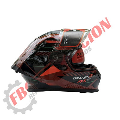 Casco Integral FXX Doble Visor Negro Con Detalles Naranjas Brillosos