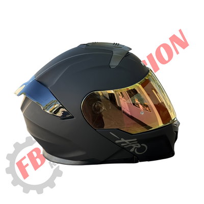 Casco Rebatible Hro Negro Mate Con Doble Visor Y Alerón