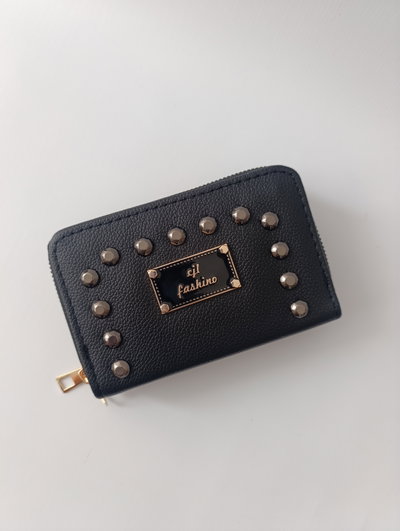 BILLETERA DOBLE CIERRE CHICO TACHAS NEGRO