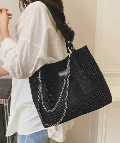 CARTERA STRASS MAGNOLIA NEGRO 