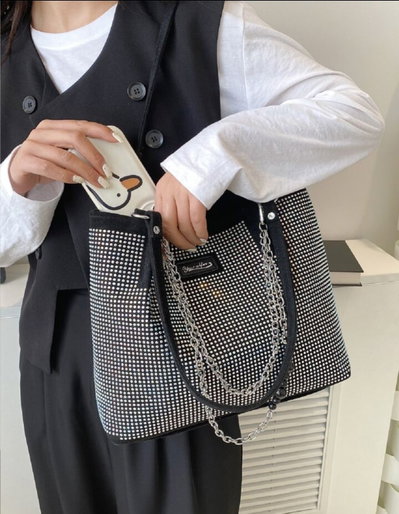 CARTERA STRASS MAGNOLIA PLATEADO