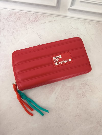 BILLETERA DOS CIERRES GRANDE MAKE ROJO