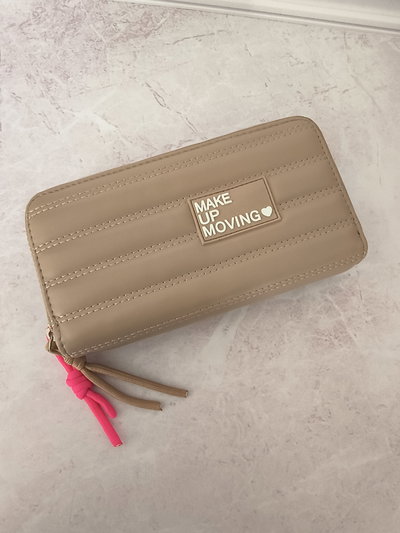 BILLETERA DOS CIERRES GRANDE MAKE BEIGE 