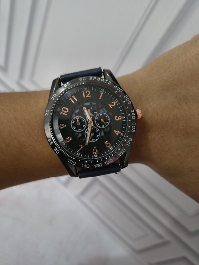 RELOJ  DAVE NEGRO CON AZUL