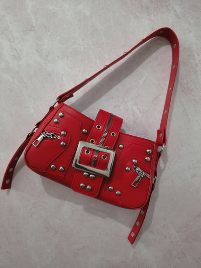CARTERA BAGUETTE LIMA ROJO 