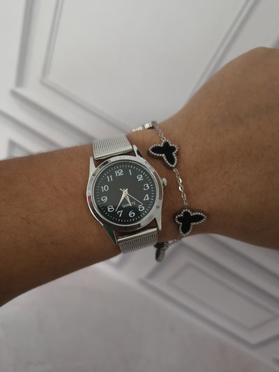 RELOJ KOREA PLATEADO BLACK