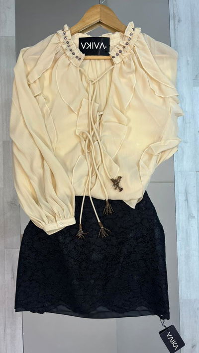 Blusa Gasa con Volados