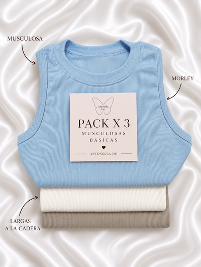 Pack x 3 Básicas ✨ MUSCULOSAS