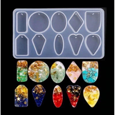 Molde De Silicona Set Dijes Bijouteri Artesanías Resina Joyería Aritos Aretes