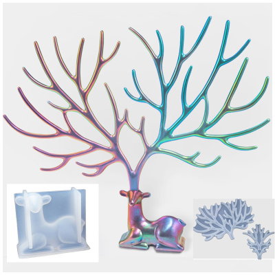 Molde De Silicona Ciervo 2 Cornamentas Para Resina Epoxi Decoracion Y Arte