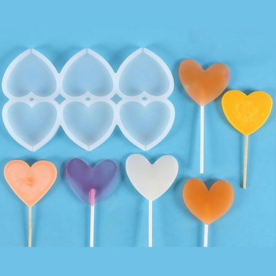 Molde De Silicona Para Resina Y Dulceria X6 Corazones Paleta