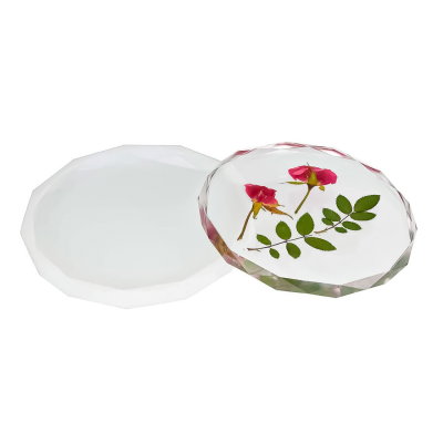 Molde De Silicona Para Posa Vasos Bordes Diamante Resina Epoxi
