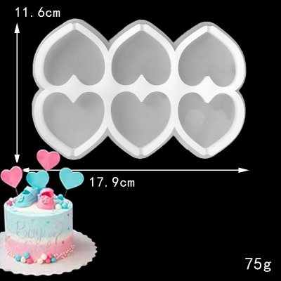 Molde De Silicona Para Resina Y Dulceria X6 Corazones Paleta