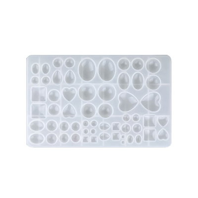 Molde De Silicona Para Resina Epoxi 58 Gemas Surtidas Dijes Perlas Corazones