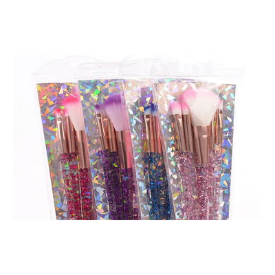 Brochas De Maquillaje x5 Pelo Sintetico Mango Con Brillos