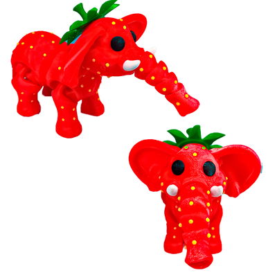 Brainrot Muñeco Articulado Meme Italian Strawberry Elephant Elefante Frutilla Fresa 3D