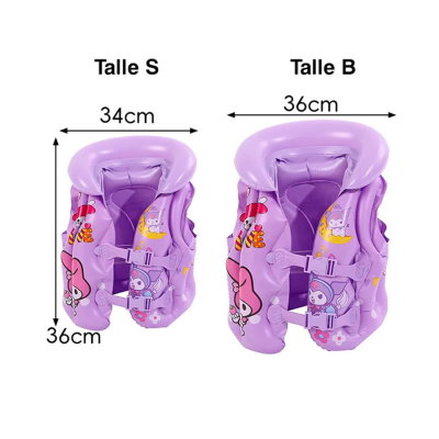 Chaleco Salvavidas Inflable PVC Diseño Kuromi Talle S